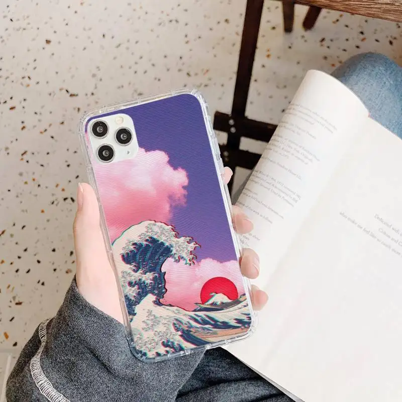 

aesthetic vaporwave sea Phone Case Transparent for iPhone 11 12 mini pro XS MAX 8 7 6 6S Plus X 5S SE 2020 XR
