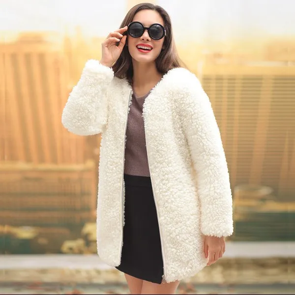 

Faux Fur Mid-Length Mohair Coat Female Lalambswool Winter Coat Women Faux Fur Coat Winter Coat Women
