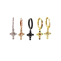cz cross dangle earring cute lovely tiny cross silver color gold color rainbow 3 colors classic jewelry fashion