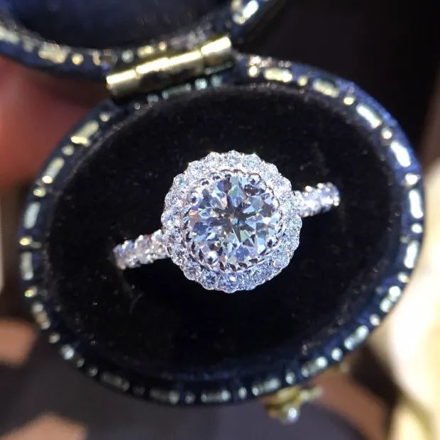 Кольцо с натуральным бриллиантом 18K золото чистое красивое кольцо драгоценными