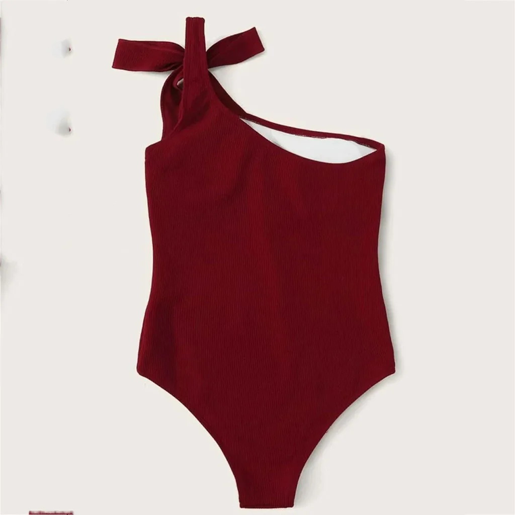 SAGACE красное бикини на одно плечо с высокой талией сексуальные купальники для