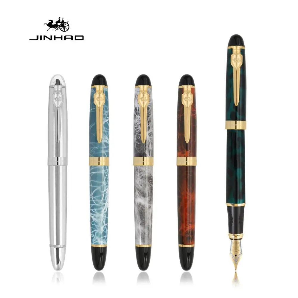 Jinhao Королевский перьевая ручка меч и щит клип роскошные золотые кольца отделкой