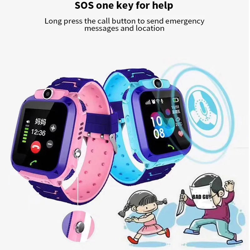 Kid Multi Function LBS Call Smart Watch With Camera Flashlight IP67 Waterproof Smartwatch Children Gift For IOS Android | Электроника