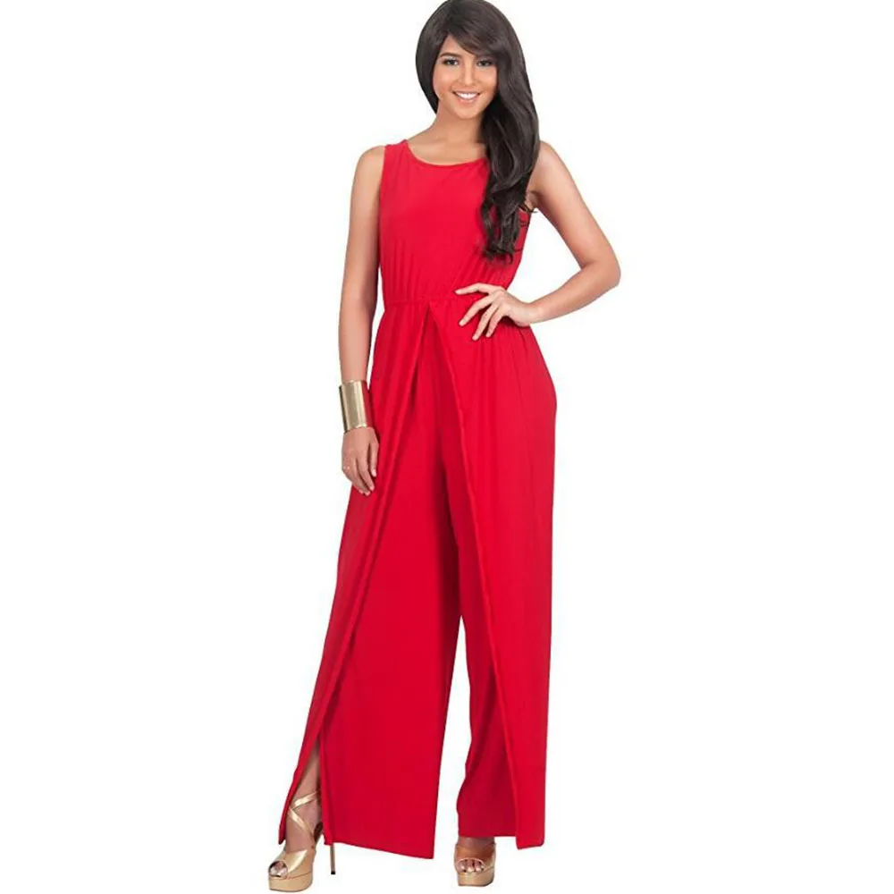 

Женский офисный комбинезон без рукавов, повседневный длинный черный комбинезон большого размера 3XL с широкими штанинами, лето 2021