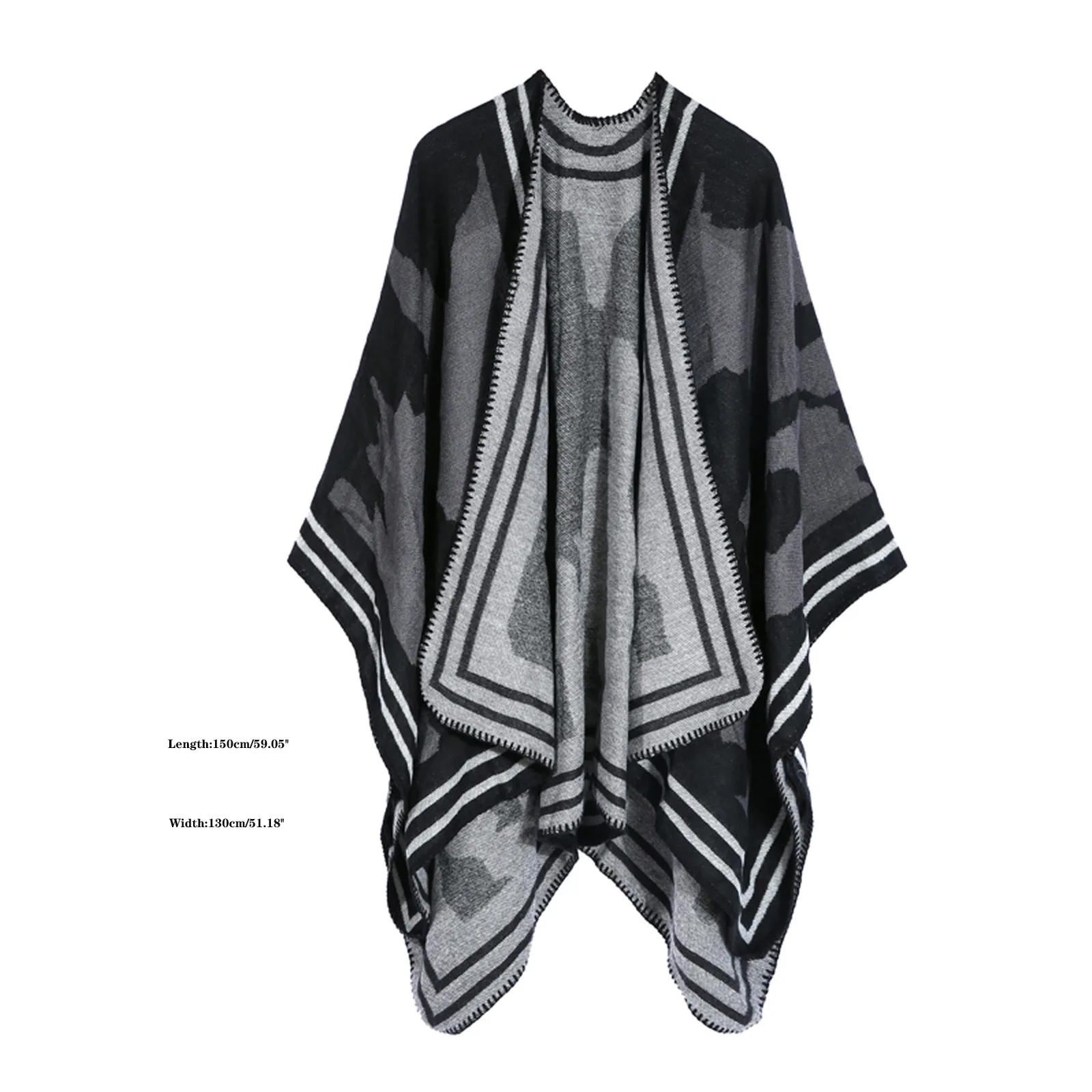 

Poncho Women Cape Knitting Print Winter Scarf Cashmere Wrap Shawl Thicken Cloak Scarf 130x150cm anime blanket manteau