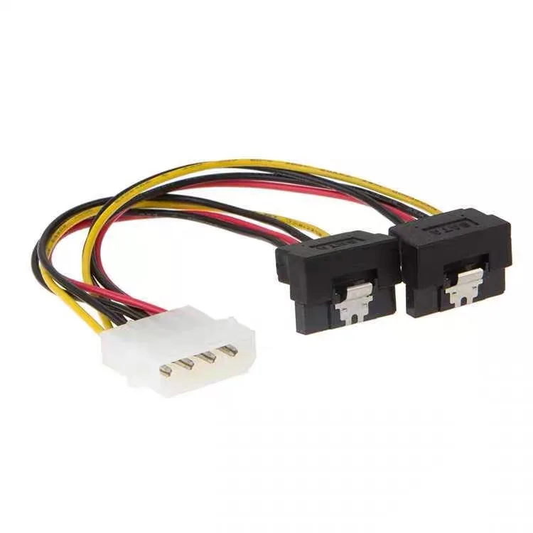 IDE 4Pin Molex Male M To SATA Dual 2X15Pin F Female 90 Degree With shrapnel Splitter Y 1 To 2 extension hard disk Power Cable