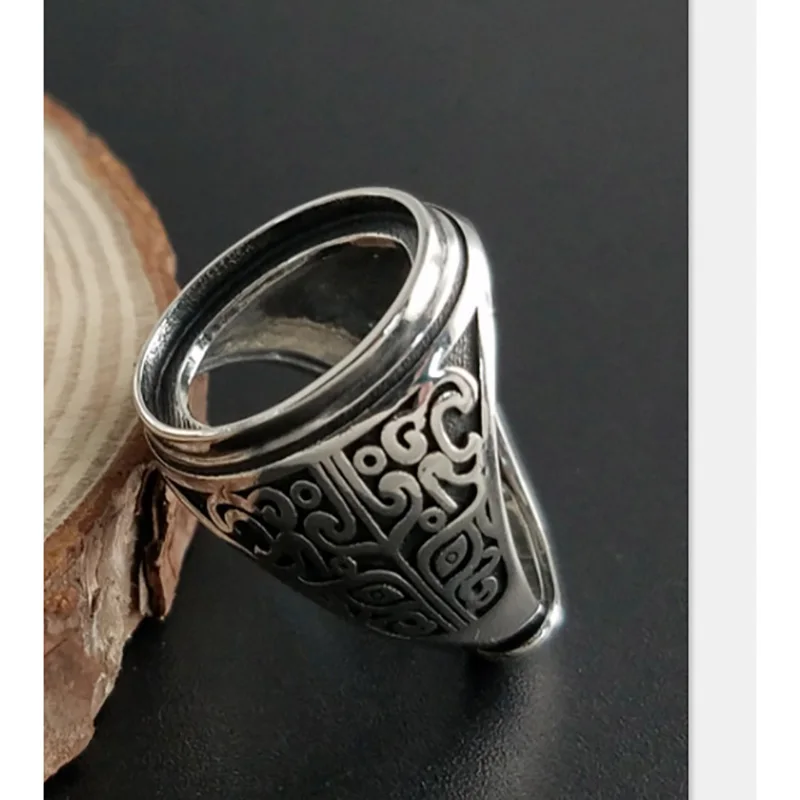 Настоящее чистое 925 пробы Серебряное черное кольцо с натуральный камень оникс