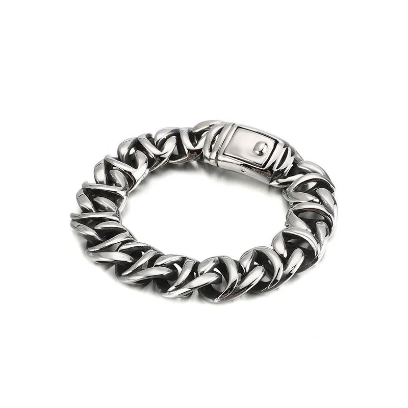 16MM heavy Vintage Men Titanium Stainless Steel Curb Cubanl Bracelet Jewelry Hiphop Punk Rock Biker Chain Mens Bracelets Bangle | Украшения