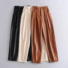 Брюки женские из искусственной кожи, с высокой талией, свободные, элегантные, цвета хаки, 2021