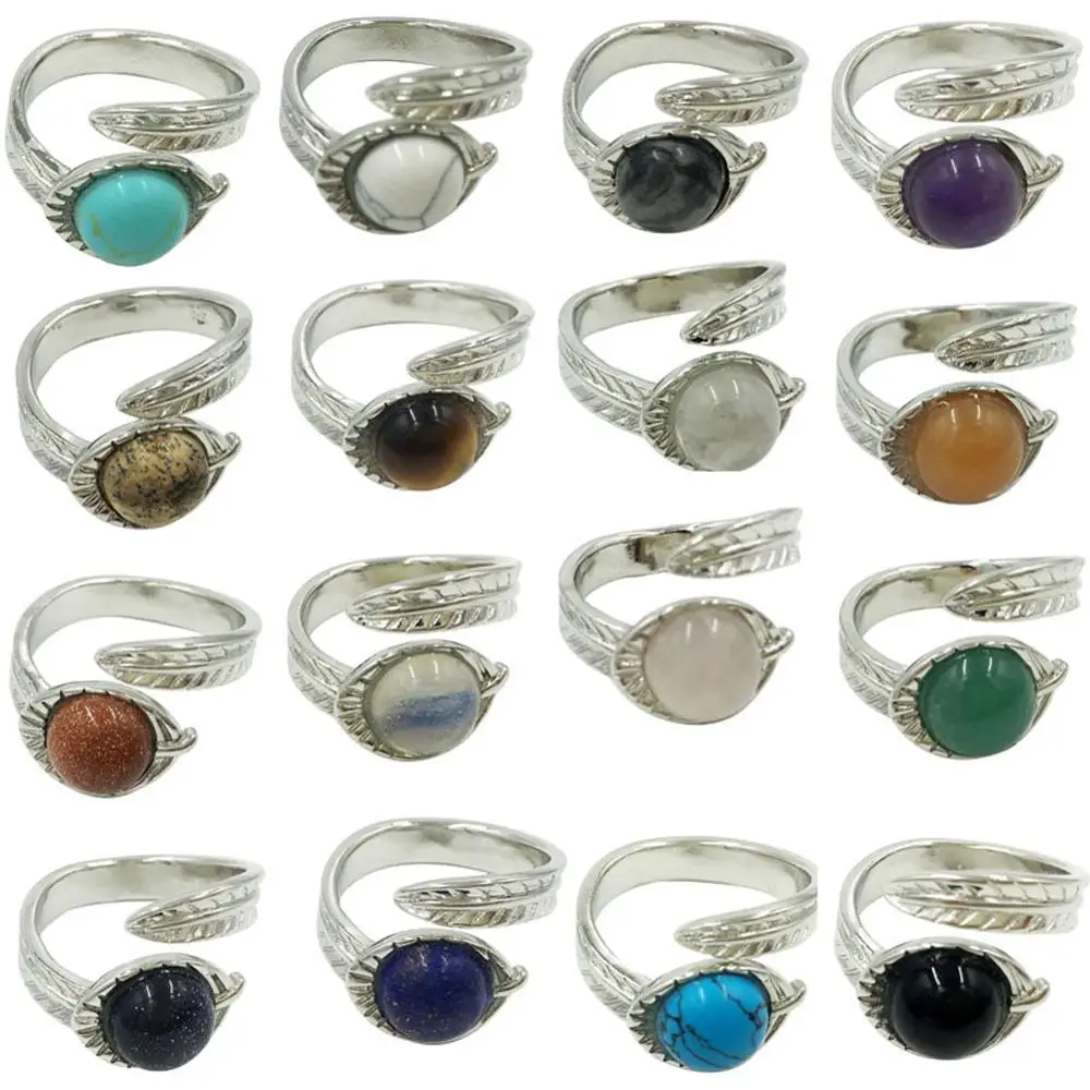 Тигровый глаз Howlite Кристалл Опал Золотой Камень Синий Песок Jaspe авантюрин кольцо