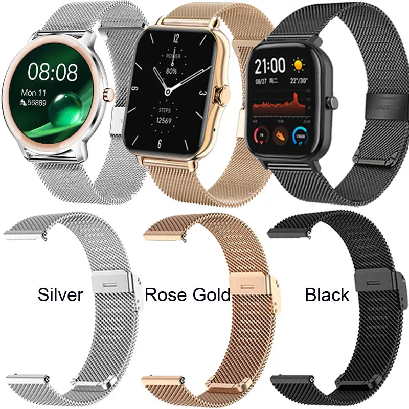 

Stainless Steel Diamond Band For Xiaomi Amazfit Bip S U Pro Lite GTS 2 Mini GTR 42mm Bracelet Strap 20mm Smart Watchband