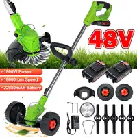 1800W 48V Electric Grass Trimmer Powerful Lawn Mower Weeds Brush Cutter Machine Length Adjustable Garden Tools with 2 Li Battery