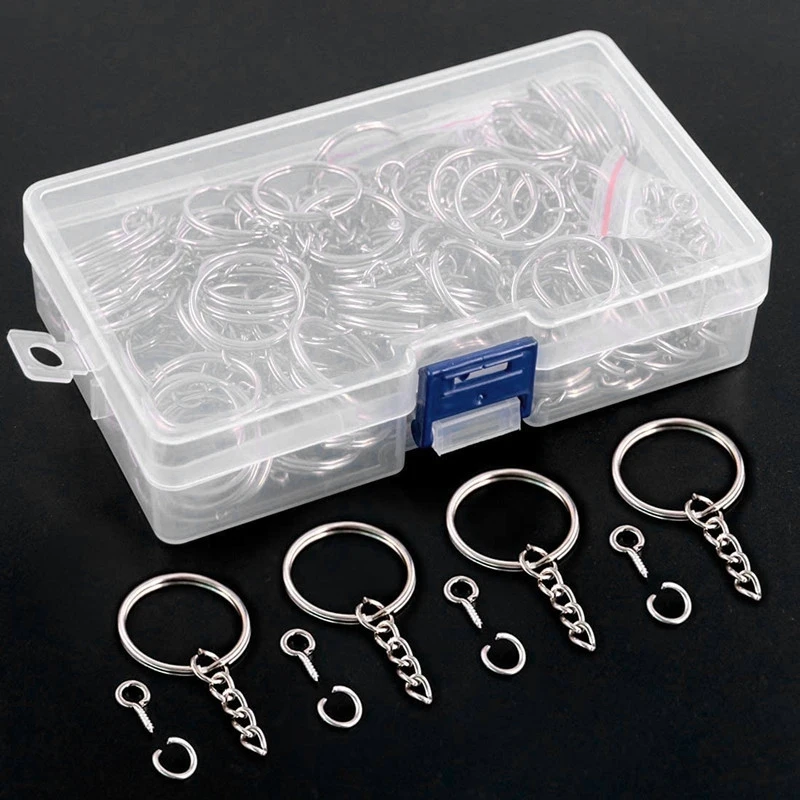 

450Pcs Key Rings with Chain, Open Jump Ring Connector and Screws Eye Pins for Crafting Jewelry Making