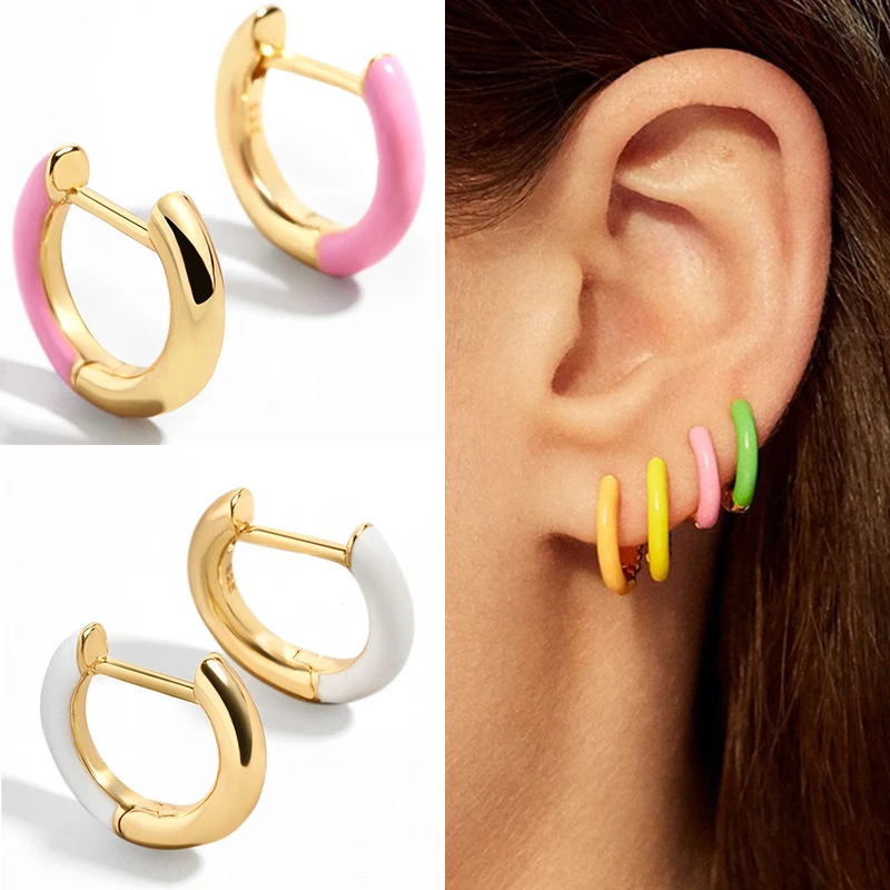 

ROXI Copper Crystal Hoop Earrings for Women Fashion Jewelry Earring Round Paper Clip Enamel Circle Huggie Earrings Pendientes