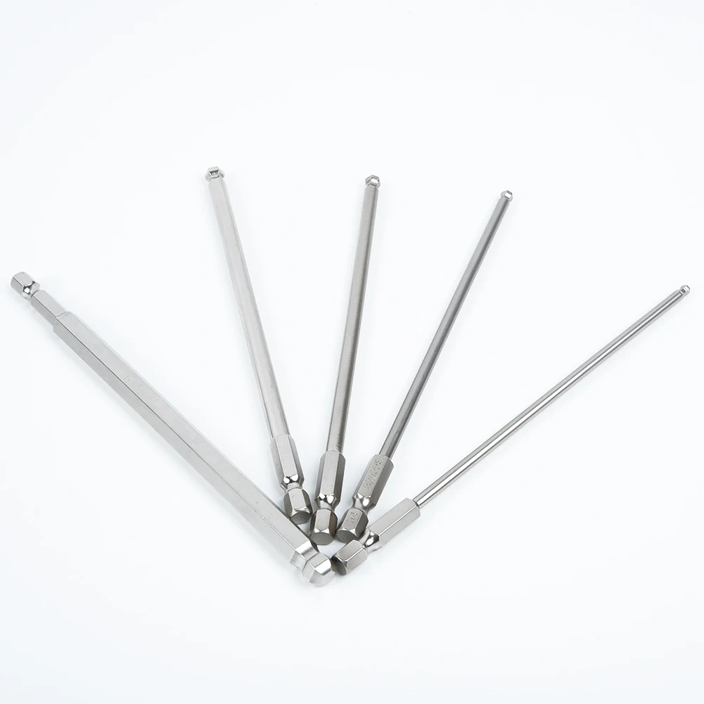 

5x 150mm Ball Head Hex Shank Bit Magnetic Electric Screwdriver Bit 2.5/3/4/5/6mm