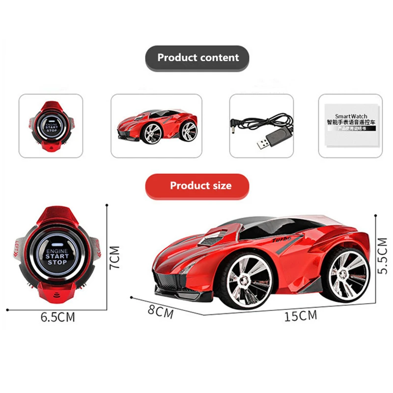 2 4G мини часы RC автомобиль Голосовое управление дрейф гонки аккумуляторная