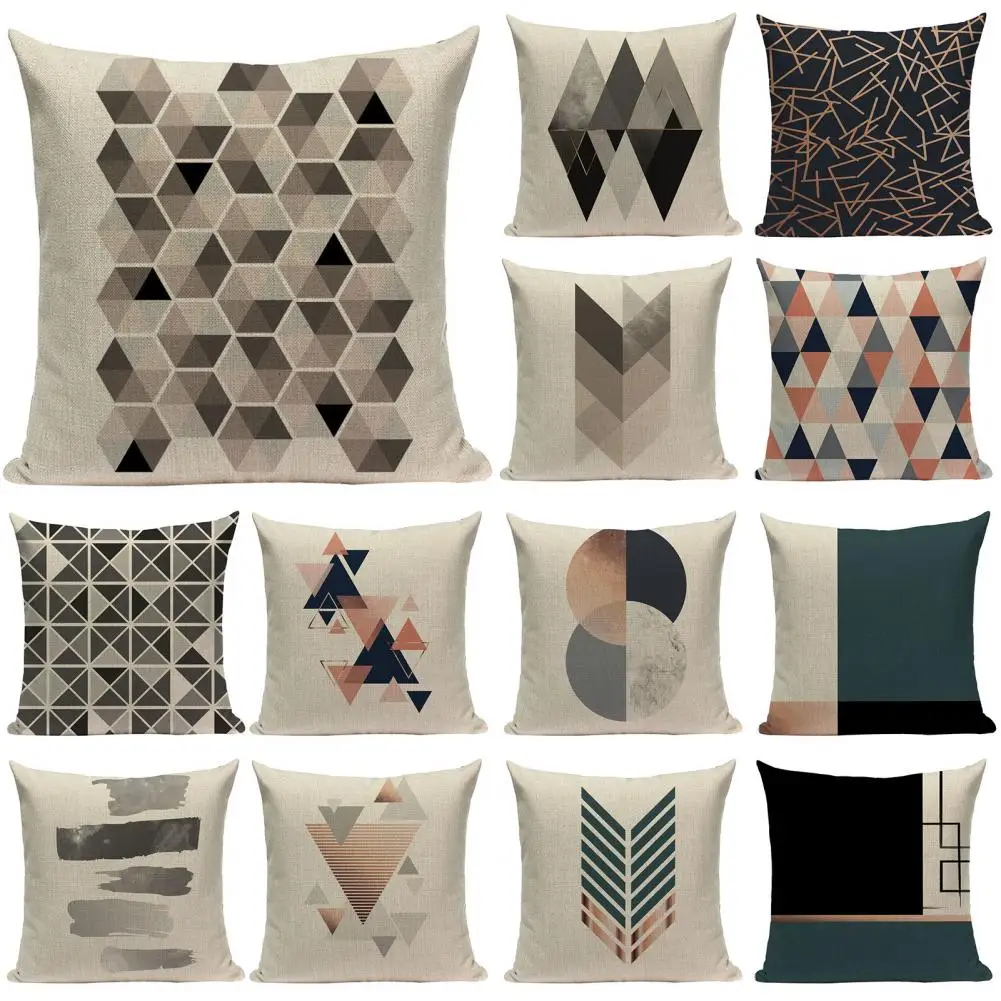 Nordic Style Fiberflax Throw Pillow Case Cushion Cover Unique Pattern Printed Decor for Sofa Mat | Дом и сад