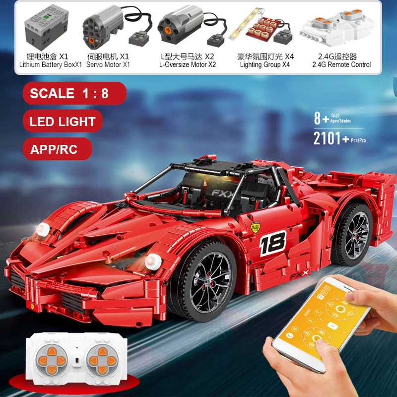 

Mould King 13085 Red High-Tech RC Car Compatible Moc-5902 Building Blocks Bricks Educational Toys Birthdays Gifts With App LED
