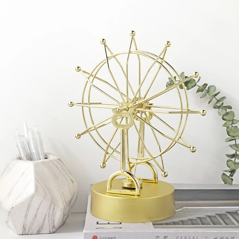 

Perpetual Motion Celestial Object Art Perpetual Motion Desk Toy Magnetic Swing Ornament Gold Frame Decoration 69HE