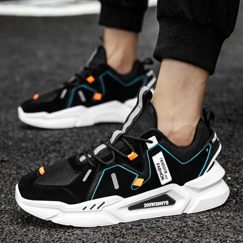 

2021 Spring Fashion Men's Sneakers Rubber Platform Hard-Wearing Jogging Shoes Lace-up Breathable Joker Simple Running Shoes