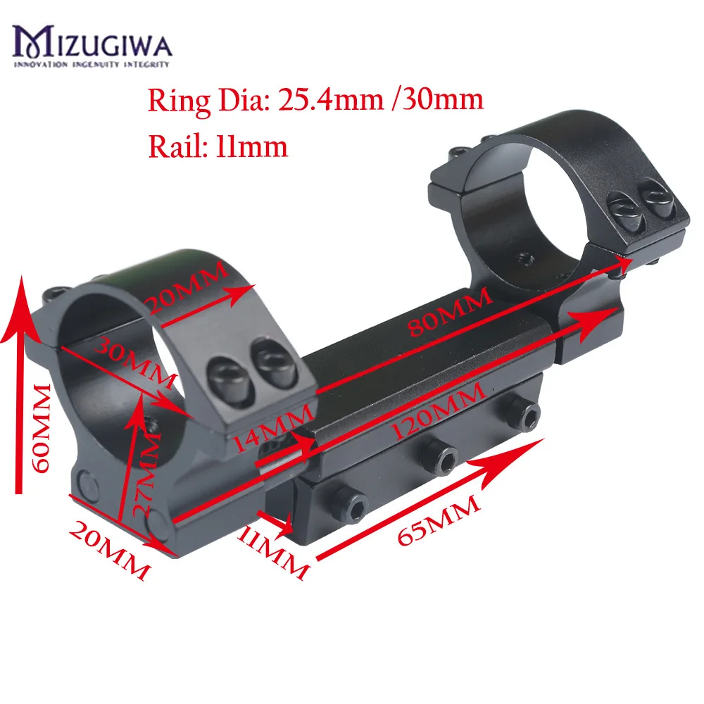 Rail 11mm Одна штука, крепление для винтовки Airgun 25,4 мм/30 мм, двойное кольцо с стоп-штифтом 11 мм, рейка с плоским верхом - Цвет: Rail 11mm