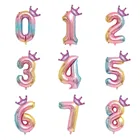 32 дюйма градиентная расцветка; Высота Корона Цифровой шар с алюминиевой пленкой детские игрушки для вечеринки в честь Дня Рождения пол раскрывая украшения