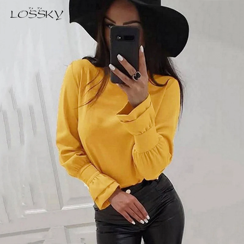 Lossky Blouses Women Summer Fall Long Sleeve Clothes White Loose Shirts Oversized Office Tops Feminina 2019 Fashion Work Wear | Женская