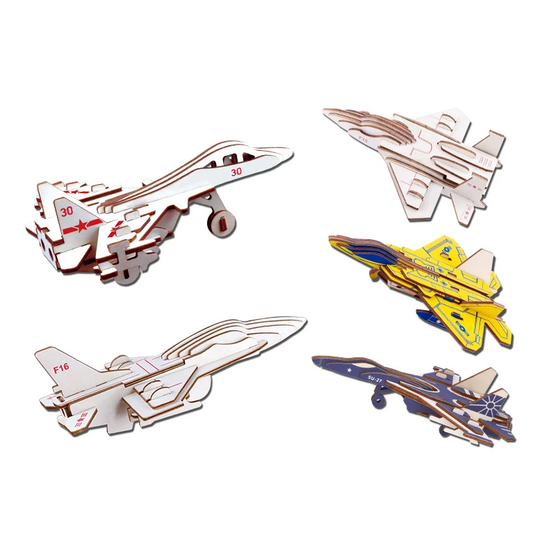 Laser cutting aircraft model wooden 3D three-dimensional puzzle toy | Игрушки и хобби