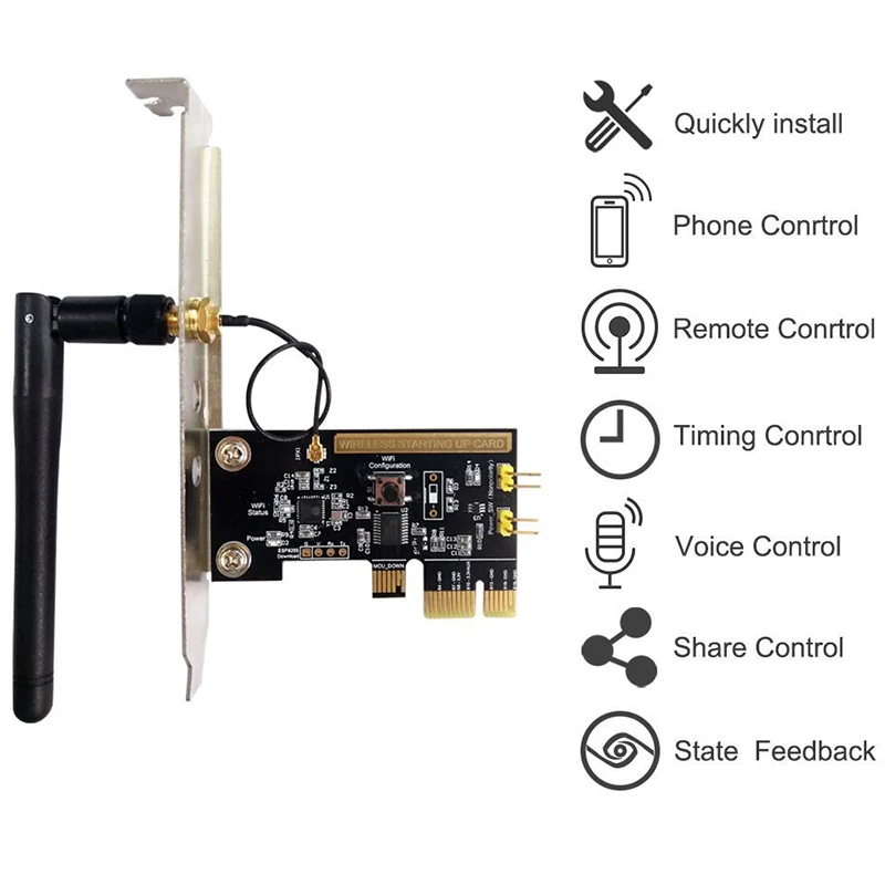 

Mini PCI-E Desktop PC Remote Control Switch Card WiFi Wireless Smart Switch Relay Module Restart Switch Turn On/OFF New