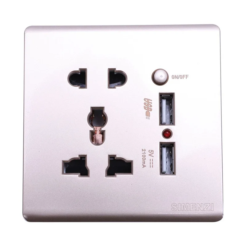 Настенный Электрический 10A универсальную пробку Лицевая панель розетка двойная