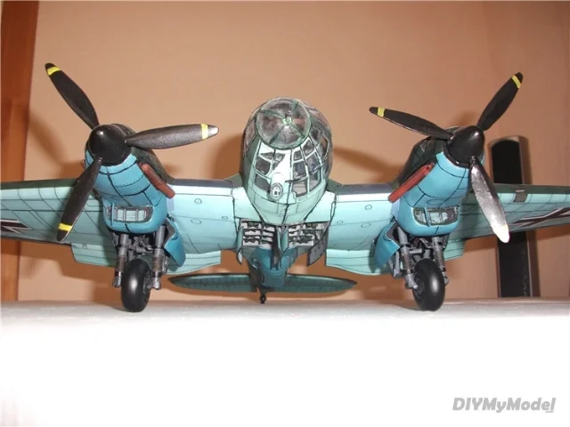 DIYMyModeI-bombardero de buceo alem&aacute;n he-111, KIT de modelo de papel artesanal, rompecabezas de juguete hecho a mano, regalo, accesorios de pel&iacute;cula-2