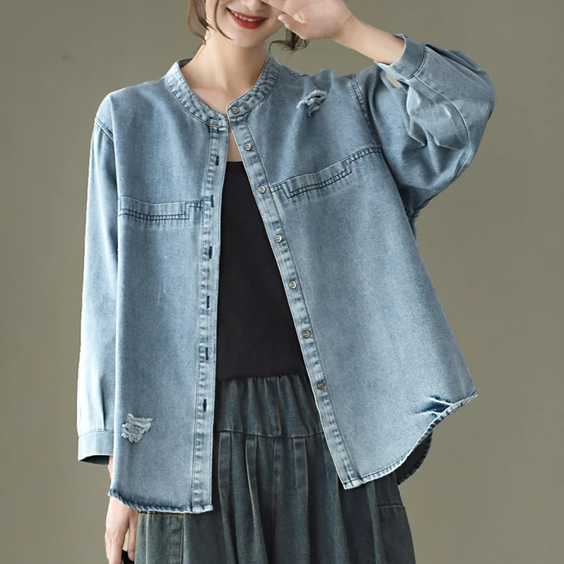 Куртка Max LuLu женская джинсовая в стиле панк модная Дизайнерская верхняя одежда из