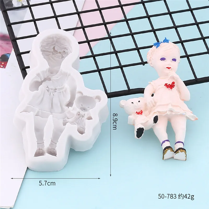 3D симпатичная маленькая девочка мальчик искусственная помадка Шоколад Конфеты