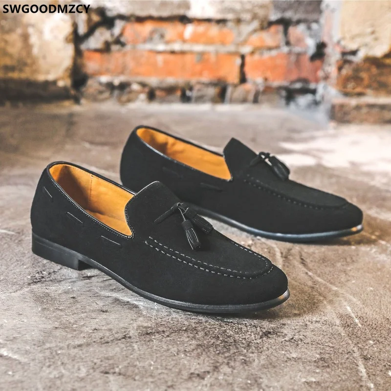 

Black Suede Shoes Men Mocassin Tassel Men Fashion Dress Shoes Loafers Formal Elegant Shoes for Men 2023 Chaussures Pour Homme