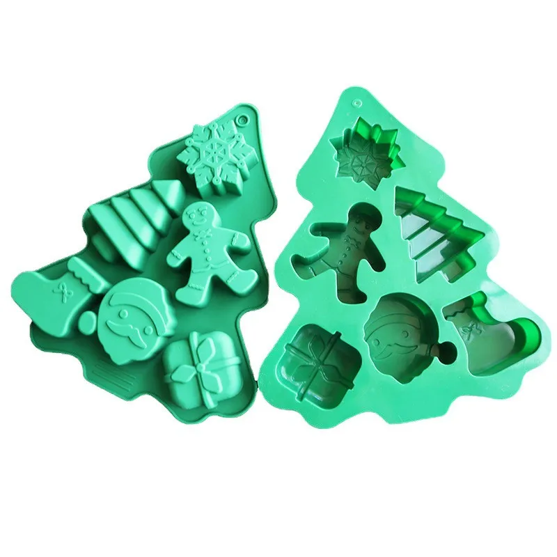 

Christmas Tree Fondant Cake Silicone Mold Snowflake Snowman Chocolate Baking Molds Handmade Cake Baking Tools X-Mas Party Decor