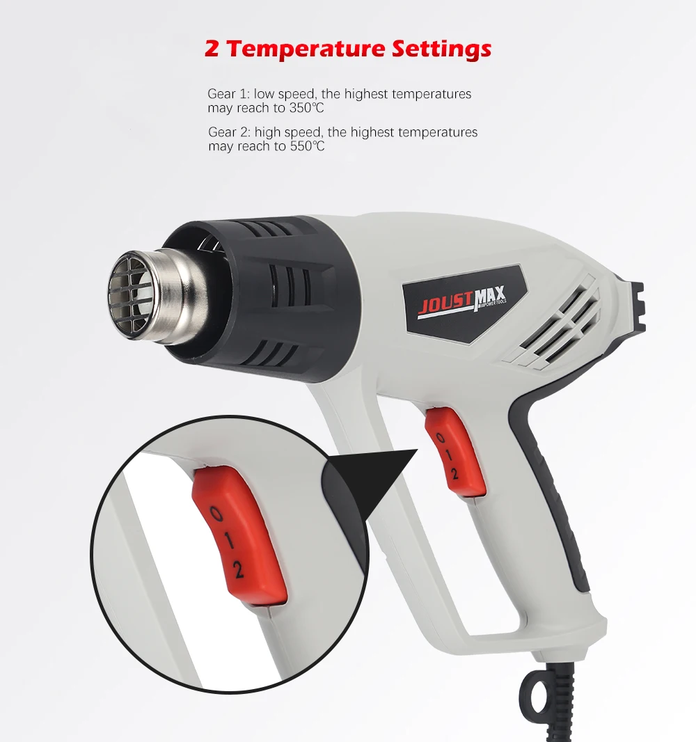 Hot Air Gun Electric Adjustable Temperature JST2503 2000W Handheld Heat Gun Shrinking Power Tools Two Speeds Temperature