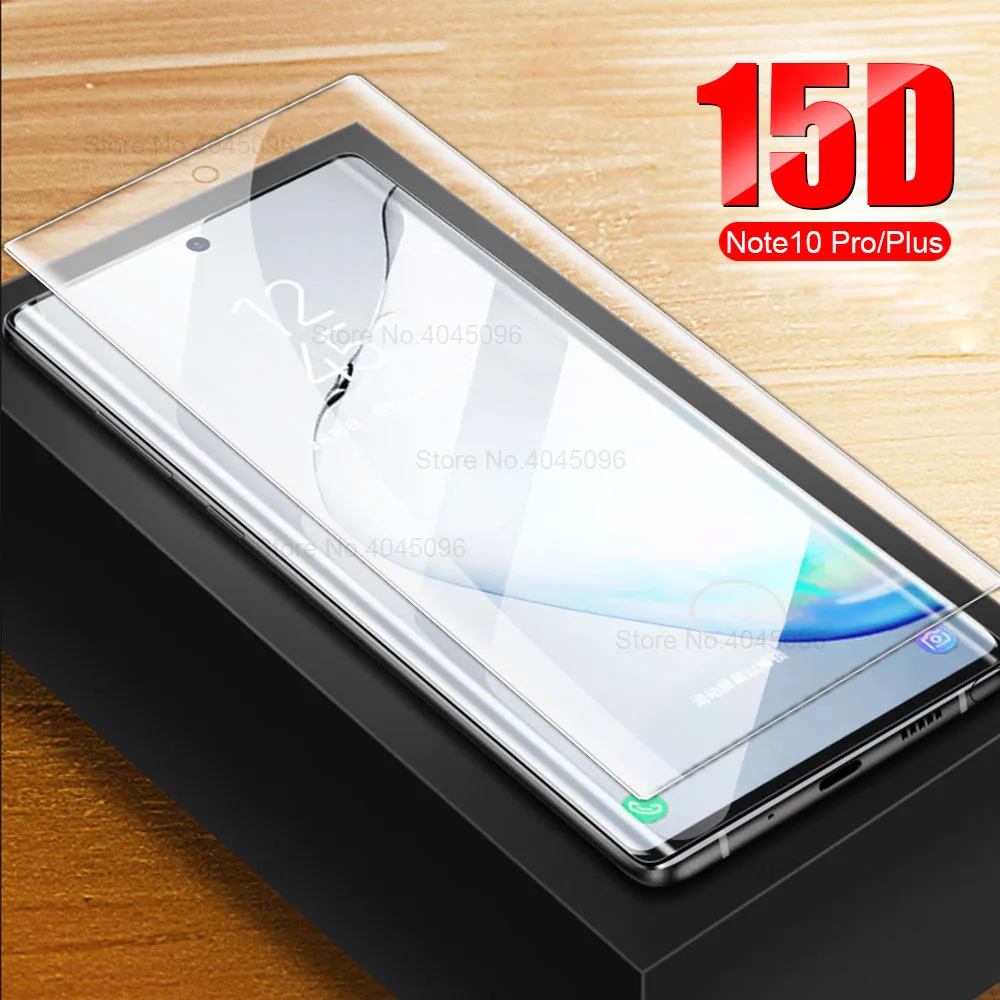 

15D Curved tempered glass for samsung note 10 plus pro protective glas screen protector on galaxy not note10 not10 safety tremp