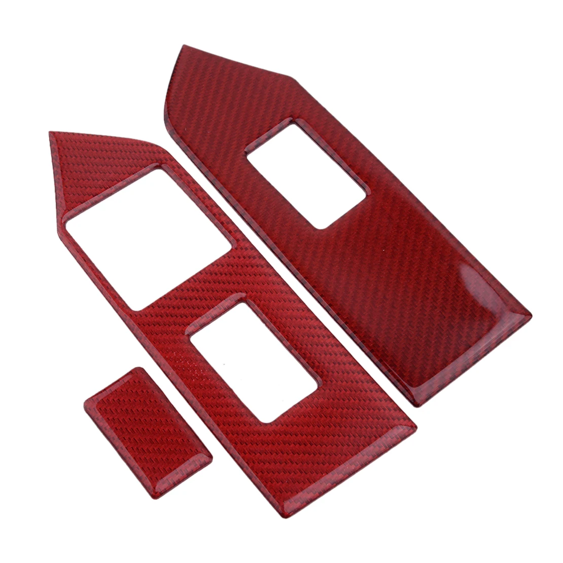 

3 шт. окна двери автомобиля подлокотник Лифт кнопка включения Панель накладка из углеродного волокна красный, пригодный для Ford Mustang 2009 2010 2011 ...