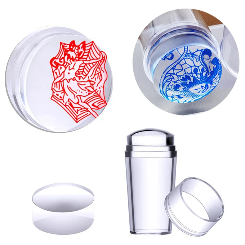 

Transparent Silicone Nail Art Stamper Scraper With Cap 1PC Stamper + 1PC Scraper With Cap New Design Gel Polish Nail Art Tools
