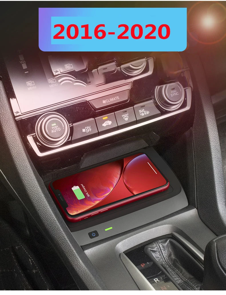

16-20 Honda 10 generation Civic car Qi wireless charger without damage and easy installation 10W