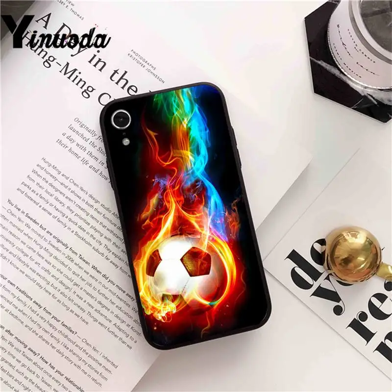 

Yinuoda Fire Football Soccer Ball Phone Case cover For iPhone X 8 7 6 6S Plus XS MAX 5 5S SE XR 11 12 Pro Promax coque