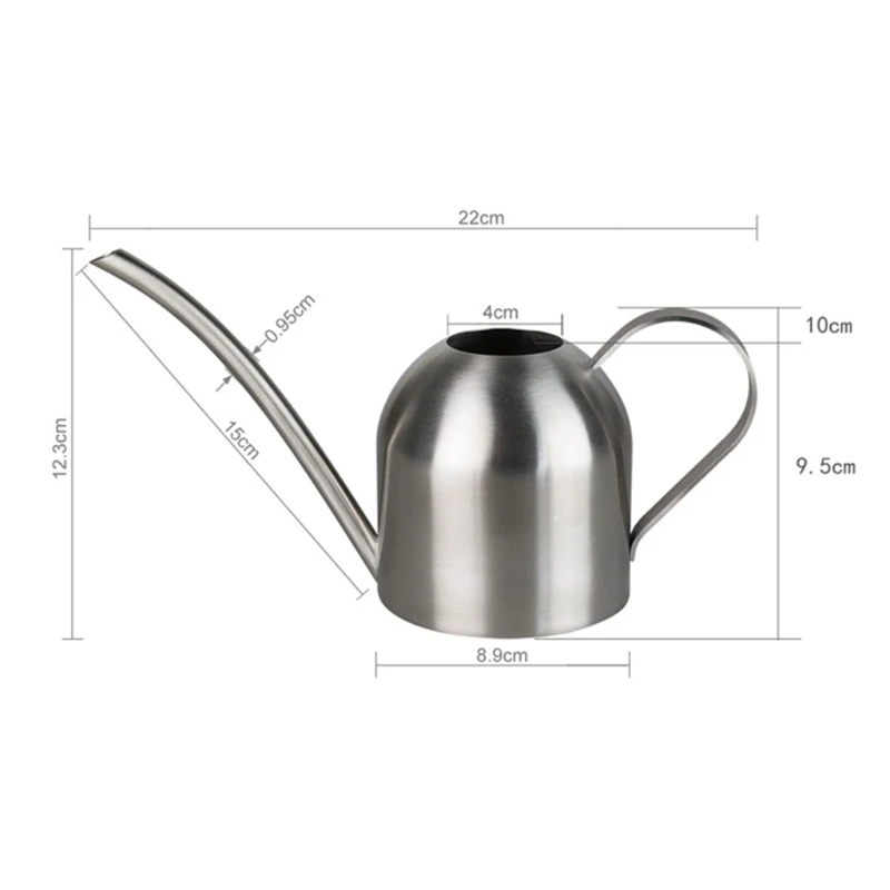 

500ml Watering Can Stainless Steel Pot Kettle with Long Spout for Plants Flowers