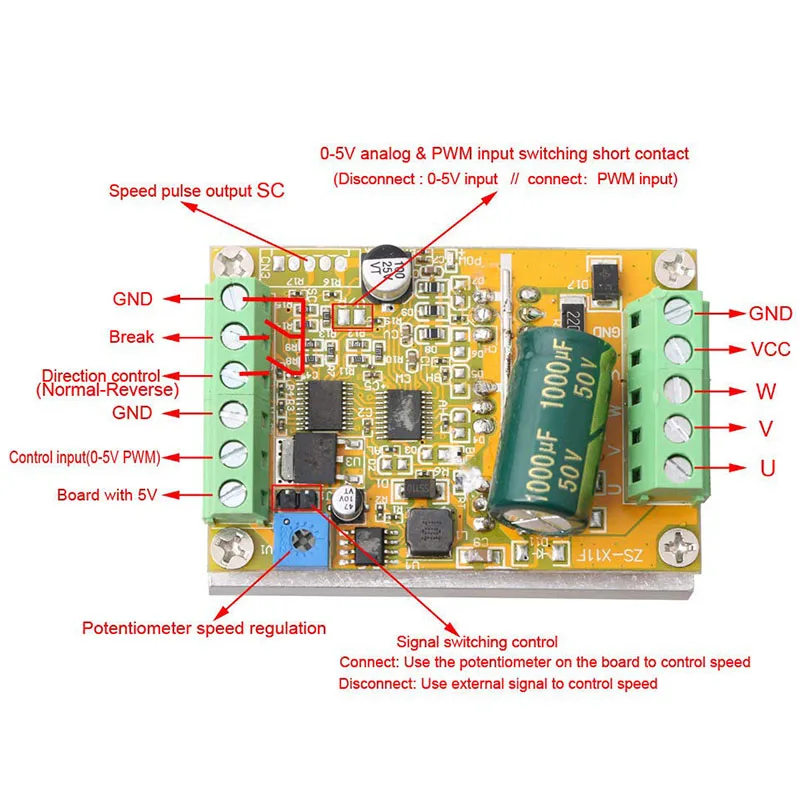 380W 3 Phases Brushless Motor Controller Board(No/Without Hall Sensor) BLDC PWM PLC Driver Board DC 6.5-50V | Обустройство дома