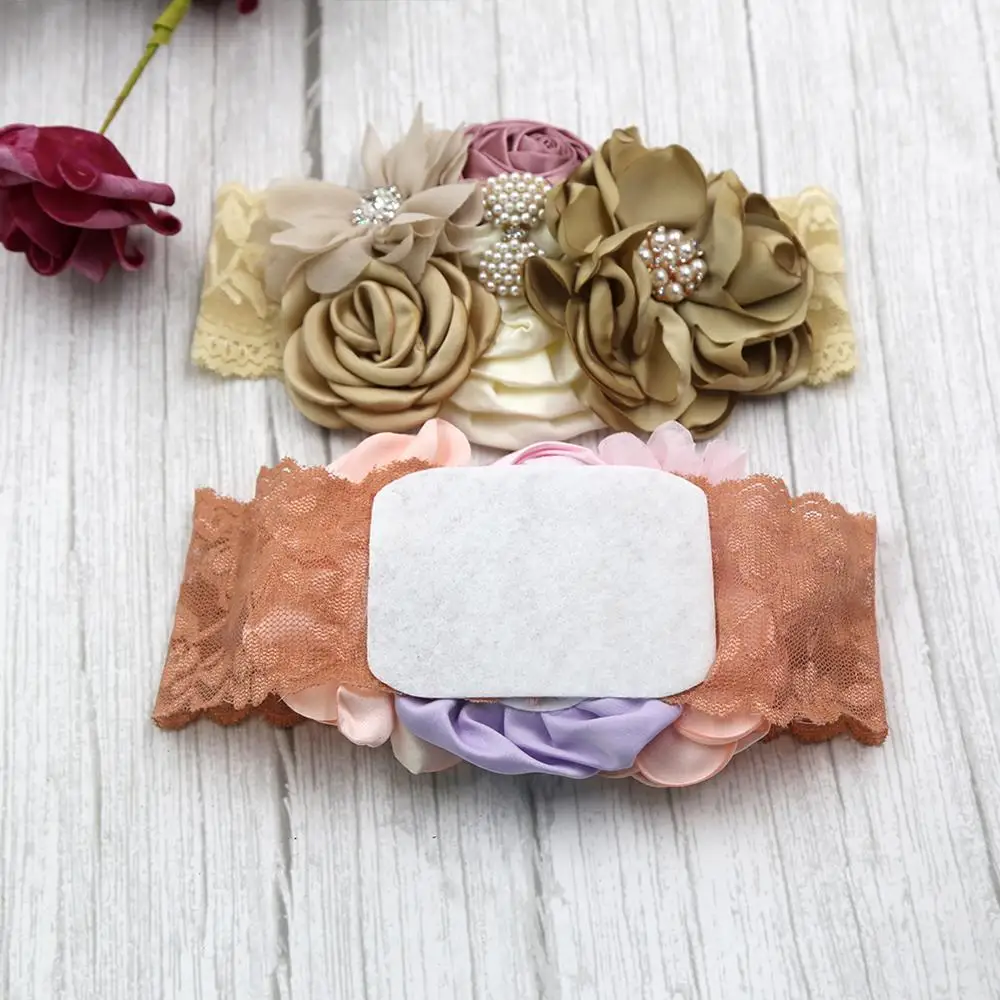 Повязки на голову для маленьких девочек атласные Цветочные одинаковые блестящие