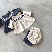 milancel 2021 autumn baby girl clothes cotton blouse and solid bloomer 2pcs casual newborn sets korean toddler suit