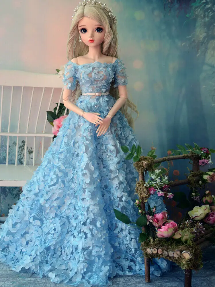 

1/3 60cm BJD Doll Girl 18 Ball Jointed Female Body with Handpainted Face Makeup Changeable Eyes Wigs Clothes Full Set Gifts