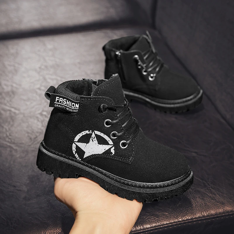 Модные Детские Ботинки Martin на осень и зиму повседневная обувь для мальчиков с