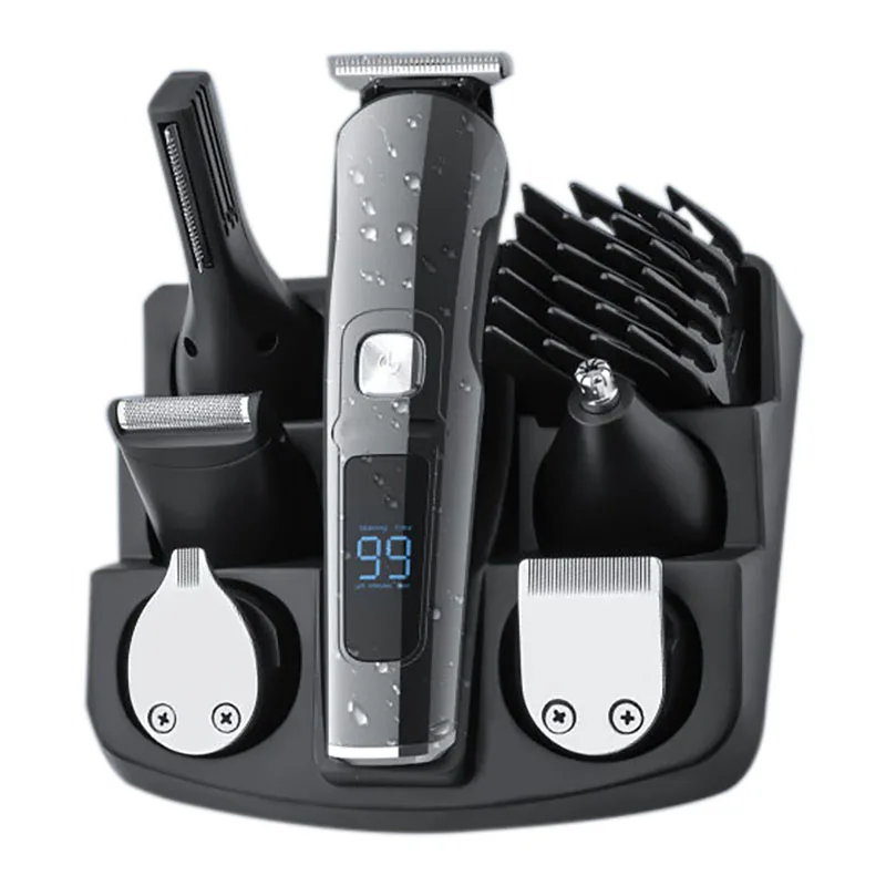 Триммер для бороды, беспроводные машинки для стрижки волос, триммер для усов для мужчин, водонепроницаемый триммер для волос со светодиодны...