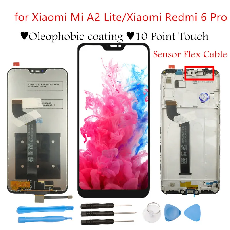 ЖК дисплей для Xiaomi Mi A2 Lite сенсорный экран с рамкой в сборе Redmi 6 Pro запасные части