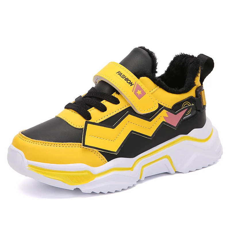 

2020 Winter Kids Boots Brand Boys Girls Warm Leather Sneakers Fashion Footwear Children Casual Shoes Plush Non Slip Sport Shoes